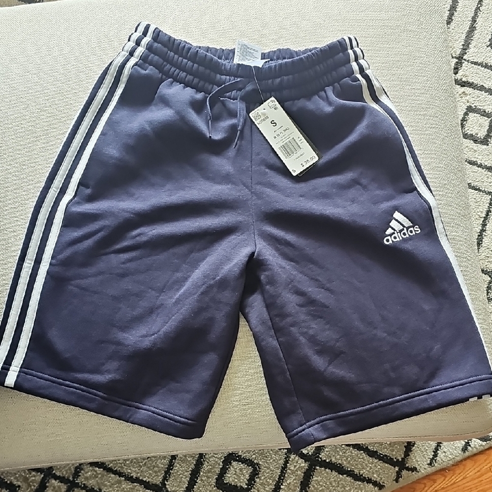 Adidas Blue Athletic Shorts with Signature Stripes